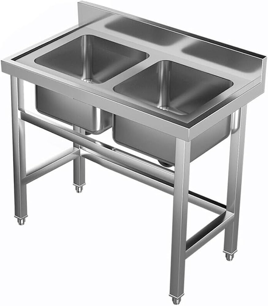 Stainless Steel Double Sink Unit with Back Splash